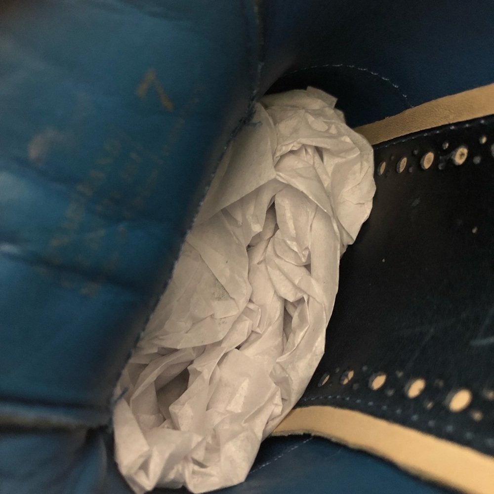 Cole Haan Blue Leather Wing Tip Oxfords Sz 7 - Picture 5 of 6